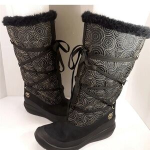 Timberland Women's Black and Gold Patterned Winter Boots